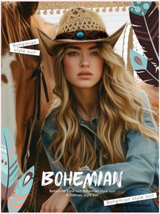 Straw Cowboy Hat with 6 Interchangeable Bands main image 7